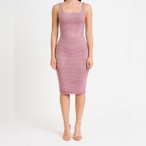 Zara Pink and Black Striped Midi Dress